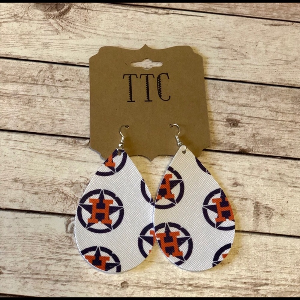 Houston Astros leather earrings